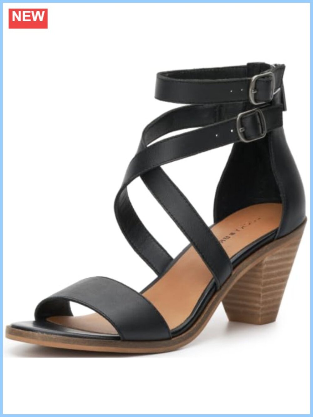 Genuine Leather Block Heel Ankle Strap Sandals Ladies Open Toe
